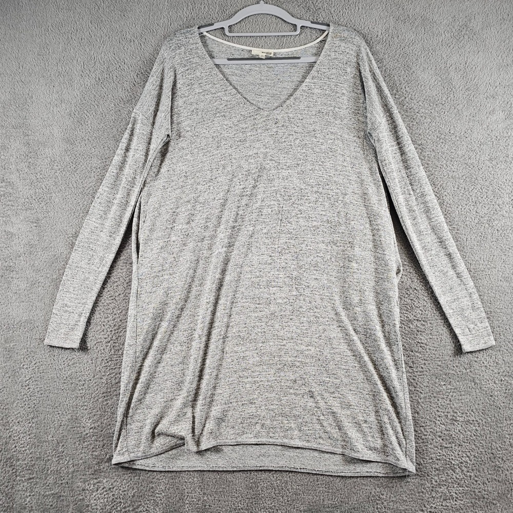 Wilfred Free Aritzia Grey Heathered V-Neck Tunic Pockets Long Sleeve Top XS